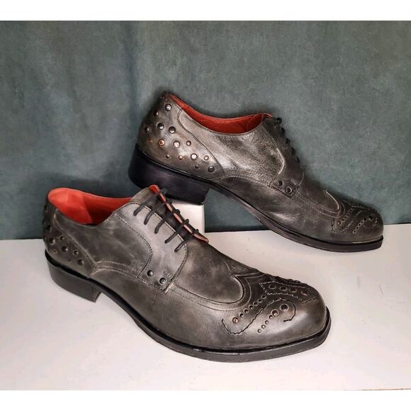 Jo Ghost Gray Leather w Metal Studs Casual/Dress Shoes Made In Italy US 8 EU 41 main image 8